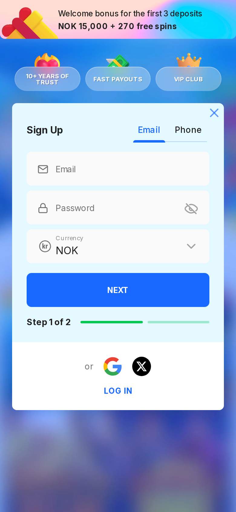 Ice Casino — registrering
