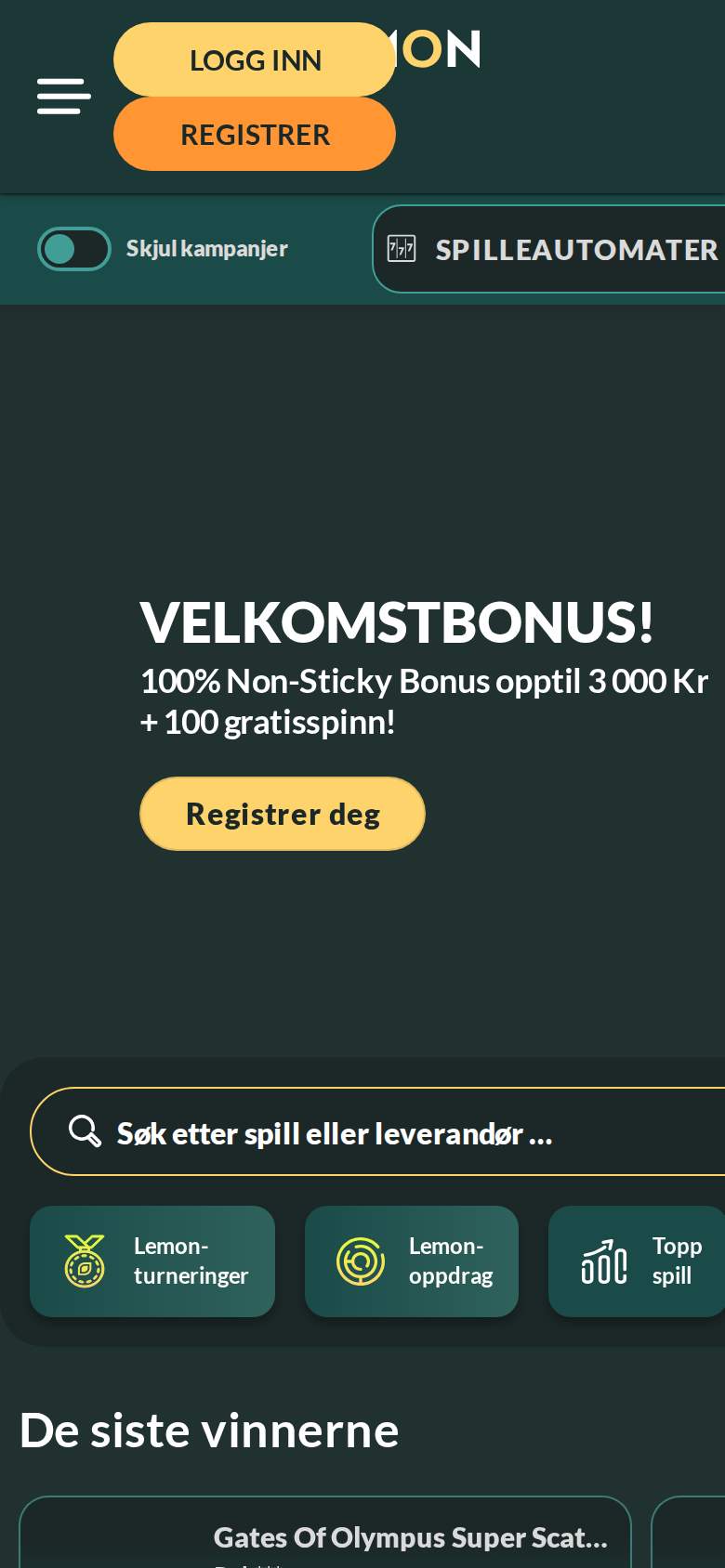 Lemon Casino — registrering
